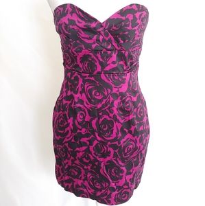 NWT Forever 21 Magenta & Black Rose Flower Dress